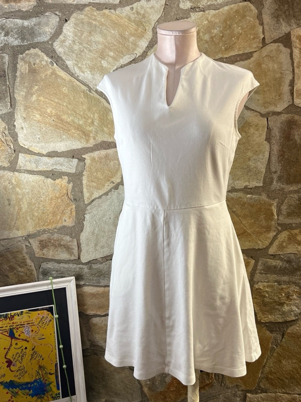 New York & Co White Sleeveless Fit & Flare Mini Dress | Size Small